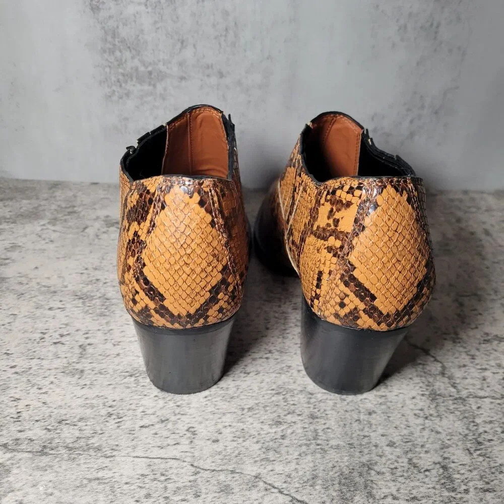 COACH Perri Ankle Booties Short Western Fashion Boots Caramel Snake Print 7 US